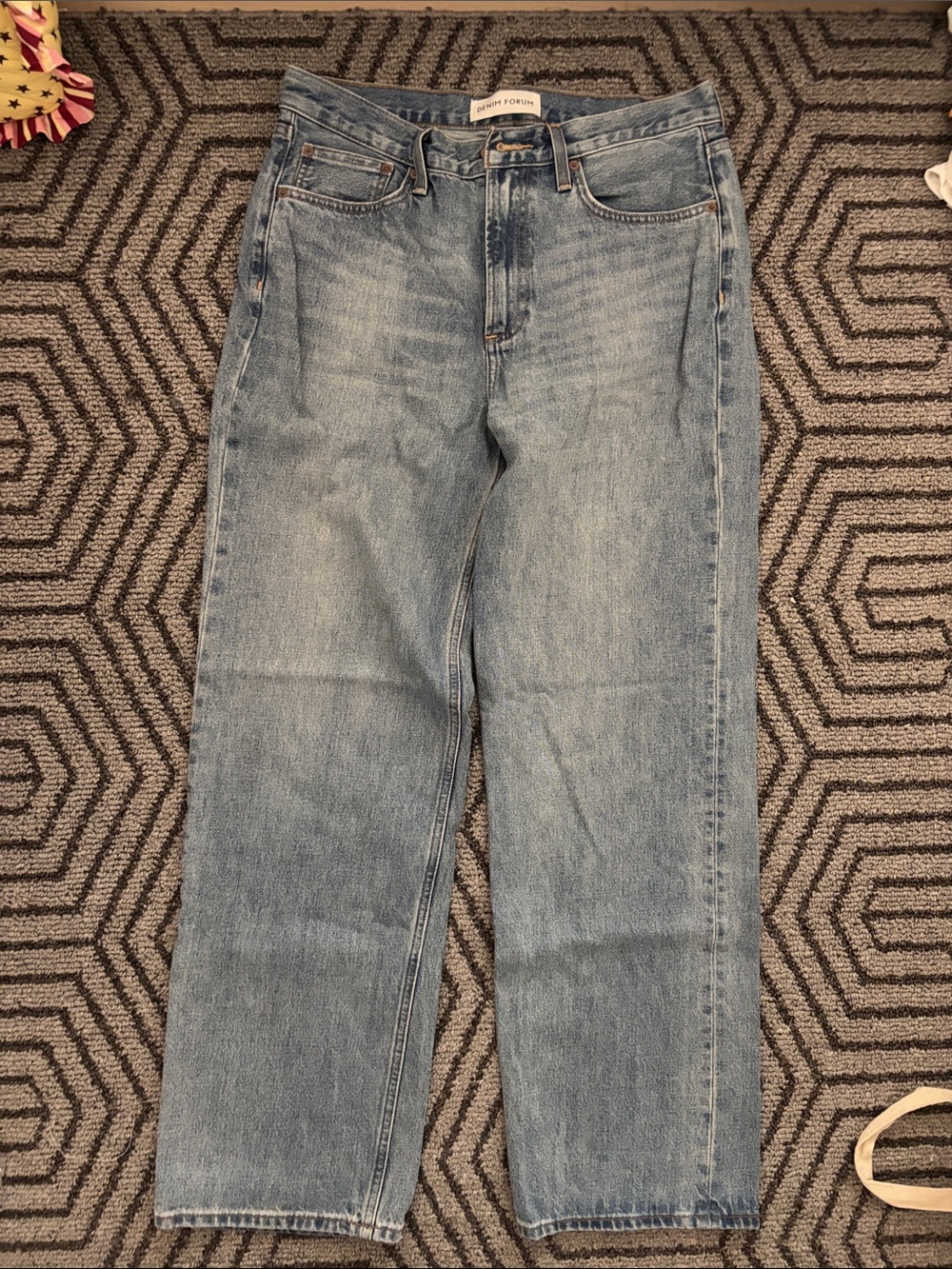 Denim Forum Light Blue Straight-Leg Jeans
